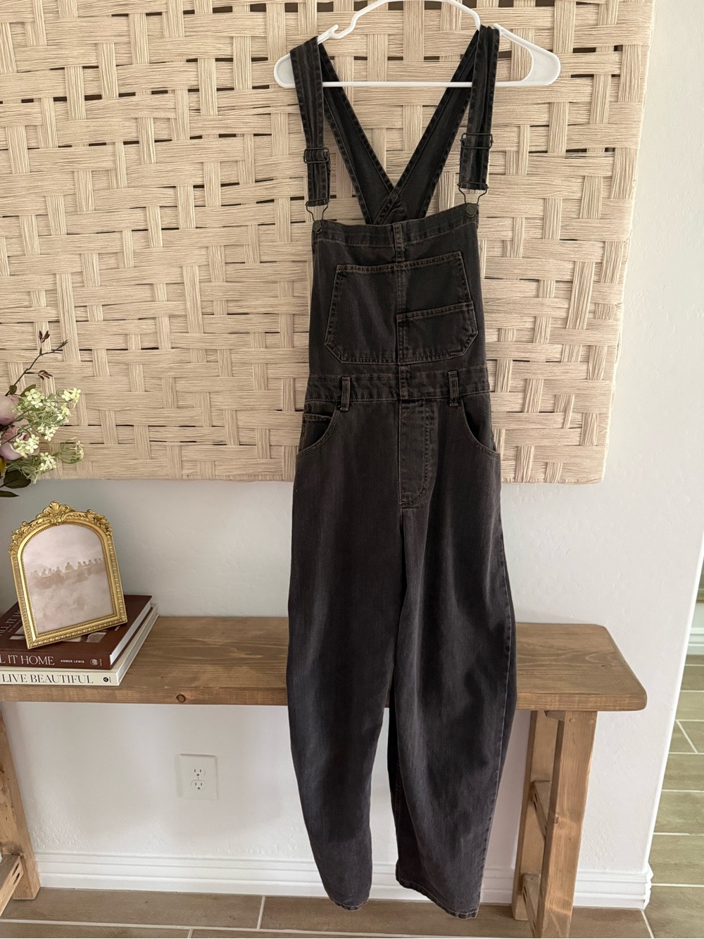 Free People Dark Wash Denim Overalls